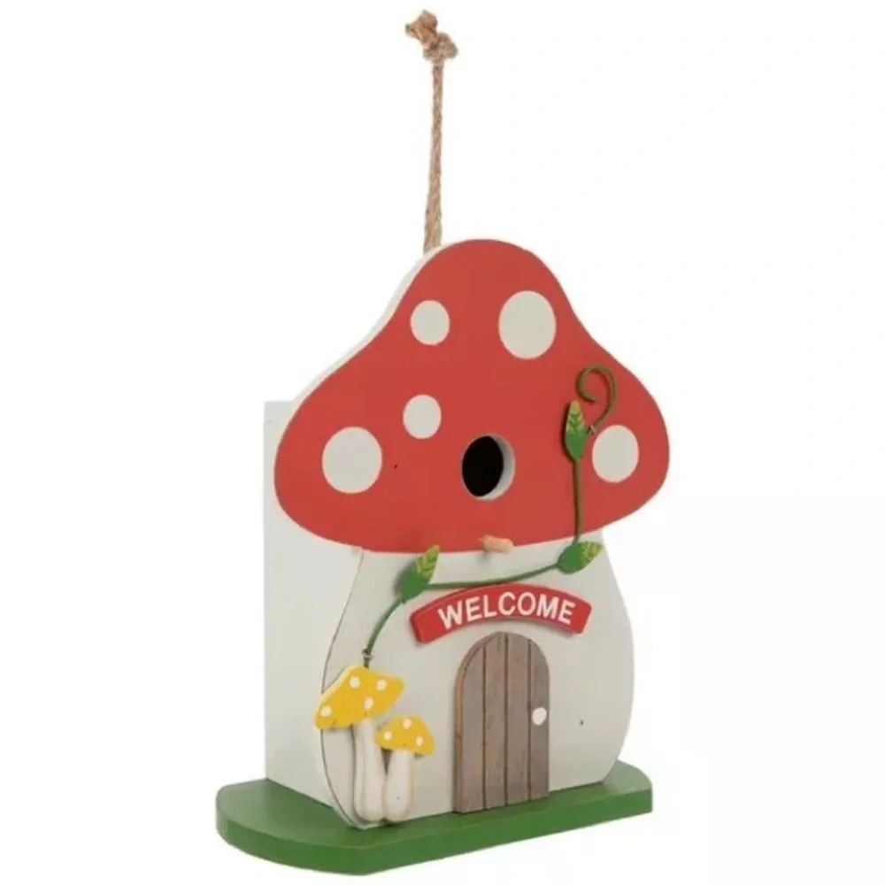 Fairy House Mushroom Wood Birdhouse, NWT